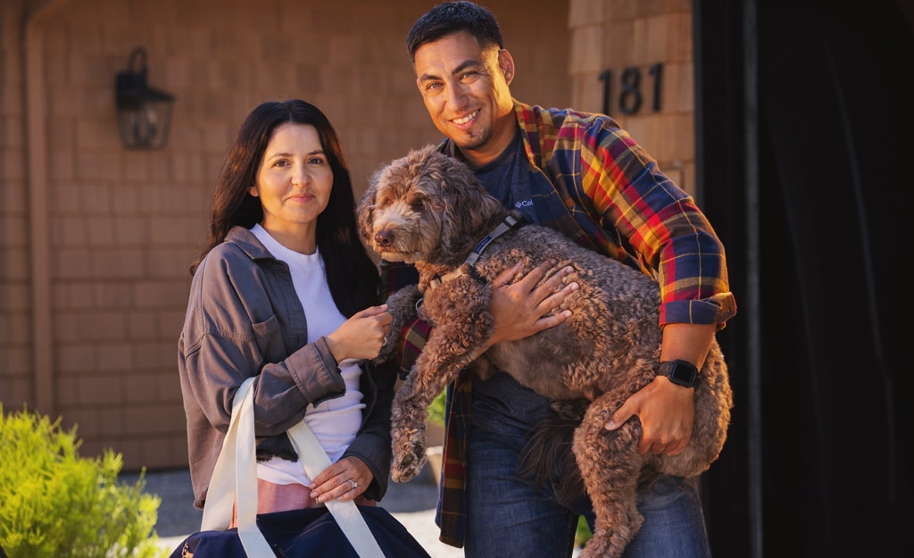 couple with dog