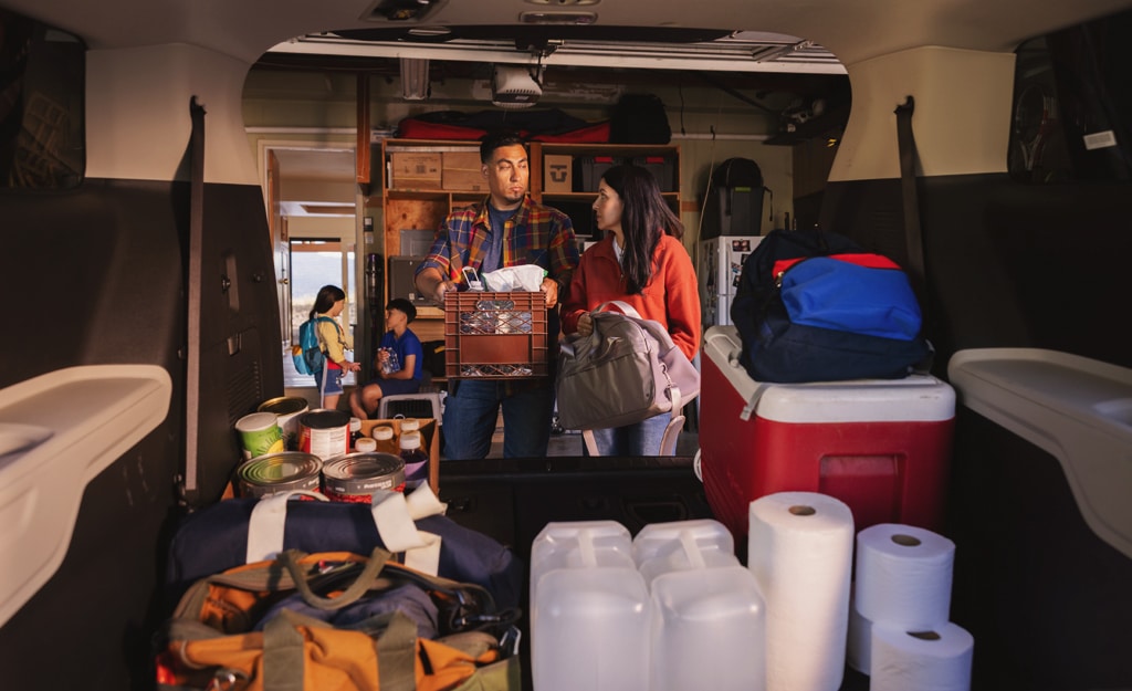family evacuating